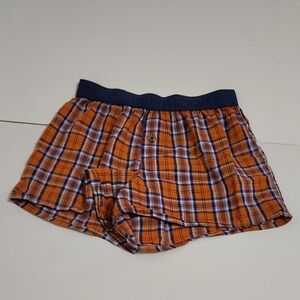 Fruit of the Loom Orange and Blue Plaid Boxers Sz S
